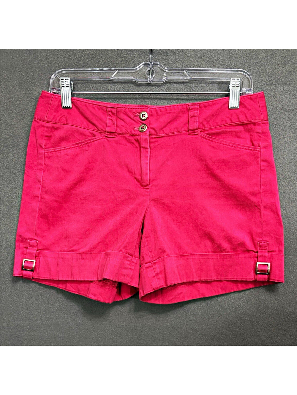 White House Black Market Pink Chino Shorts Mid Rise Stretch Pockets Size 4